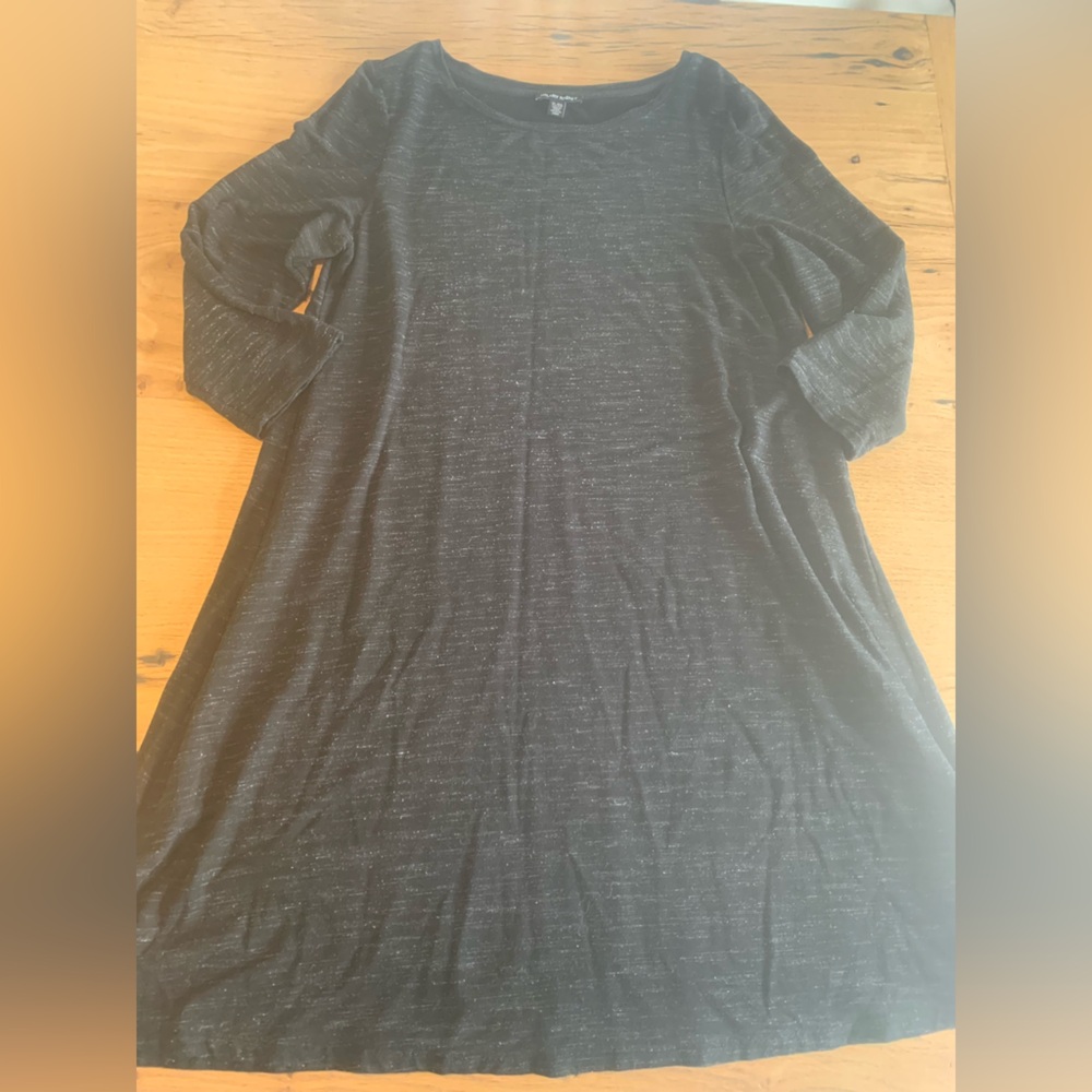 Hilary Radley Heather Black Scoop Neck 3/4‎ Sleeve Knee Length Dress Women’s XL